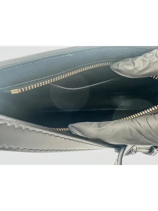 CELINE Medium Tilly Shoulder Bag Black Shiny Calfskin Triomphe - Picture 6 of 9